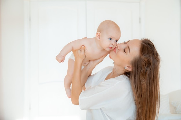 Happy maternity leave time A mother enjoys spending time with her cute baby free space