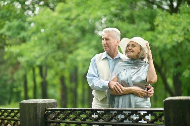 Happy Mature couple in the park in summer day