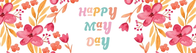 Photo happy may day banner with flower collage