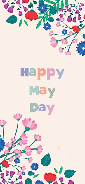 happy may day banner with flower collage