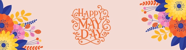 Photo happy may day banner with flower collage