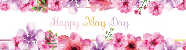 Happy may day banner with flower collage