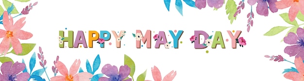 Photo happy may day banner with flower collage