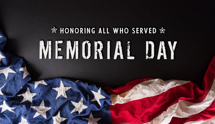 Happy Memorial day Independence day concept made from american flag with the text on dark background
