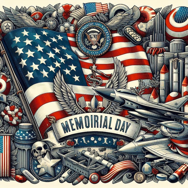 Foto sfondo del poster di happy memorial day ricordare e onorare