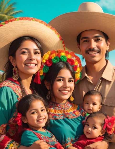 Photo happy mexican family