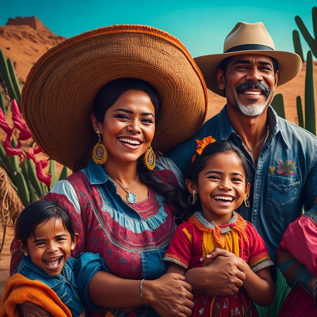 happy mexican family