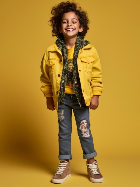 Photo happy mexican kid in casual clothing against a neutral background