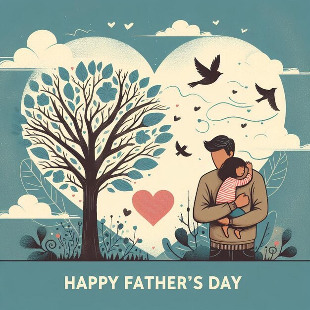 Photo happy moments of father and child and special design for fathers day