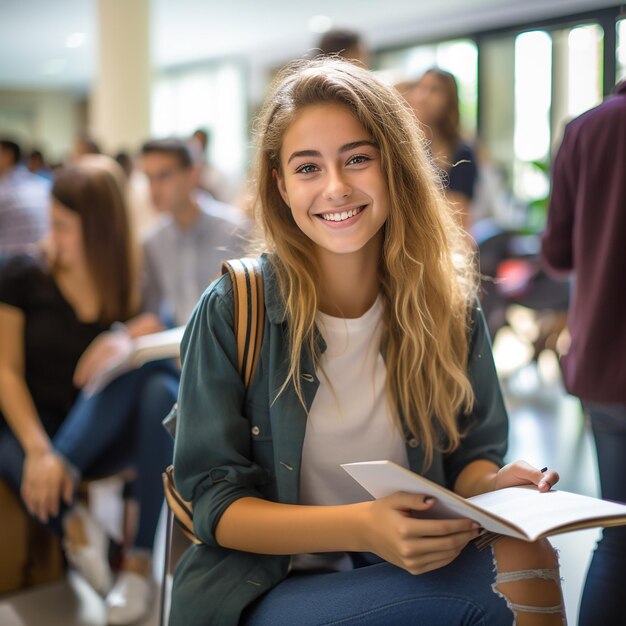 写真 幸せな気分で大学に戻った10代の少年