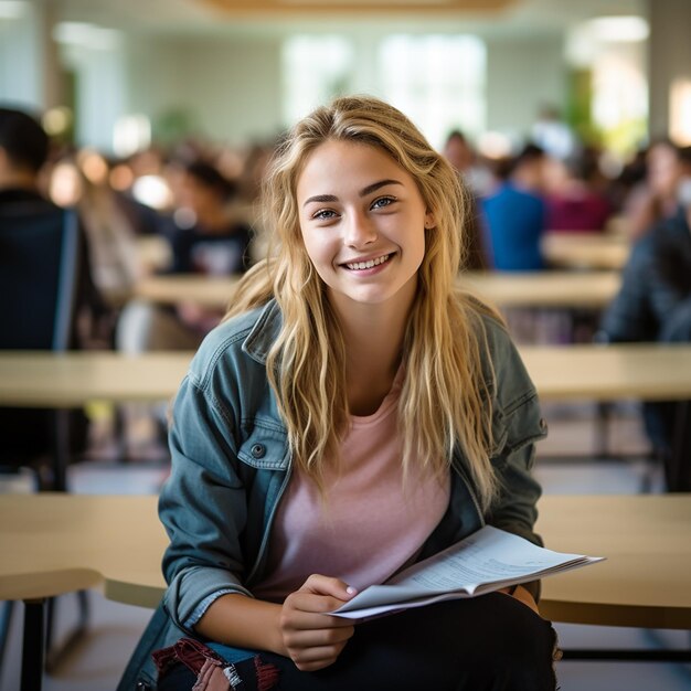 Foto l'umore felice di un adolescente che è tornato all'università