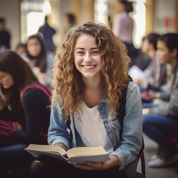 Foto l'umore felice di un adolescente che è tornato all'università