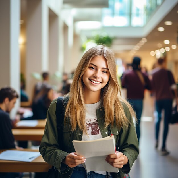 Photo happy mood of teenager to came back to university