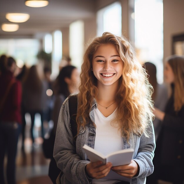 Foto l'umore felice di un adolescente che è tornato all'università