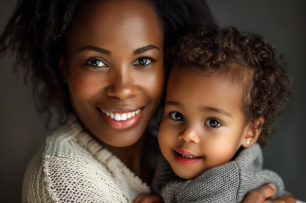 写真 ゲネレーティブ・aiで作られた 幸せな母親と子供