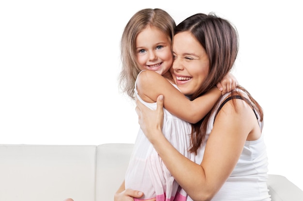 Happy Mother and daughter hugging