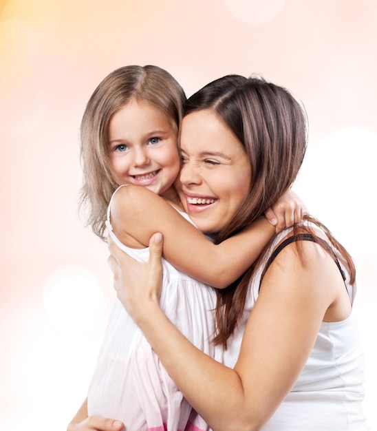 Happy Mother and daughter hugging