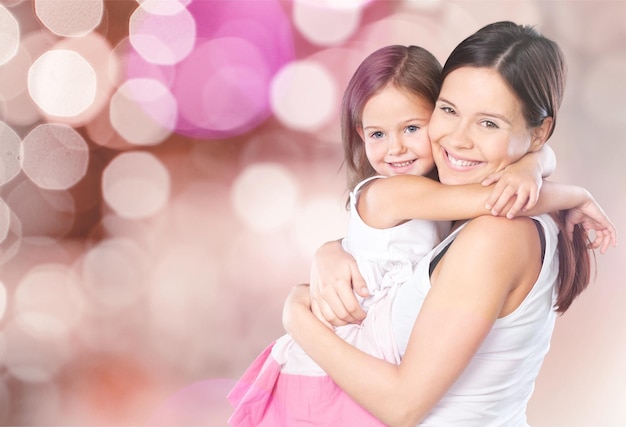 Happy Mother and daughter hugging