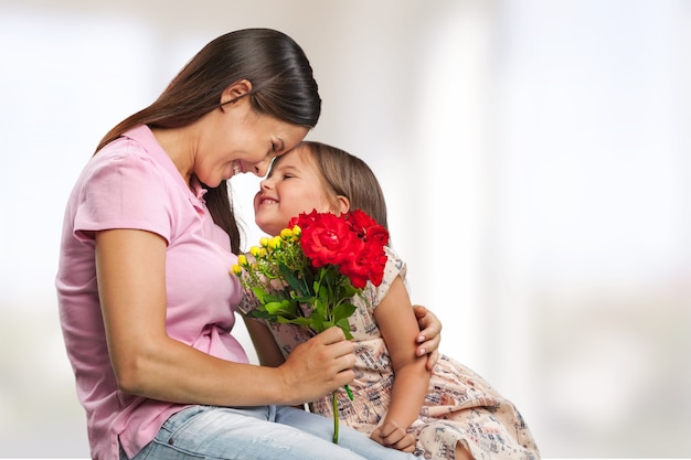 Happy Mother and daughter hugging