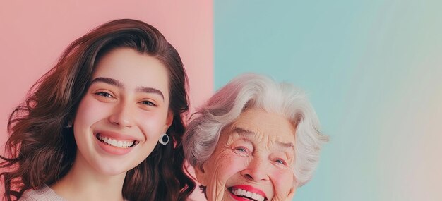 Photo happy mother and daughter together on mothers day to celebrate