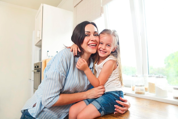 Happy mother and daughter