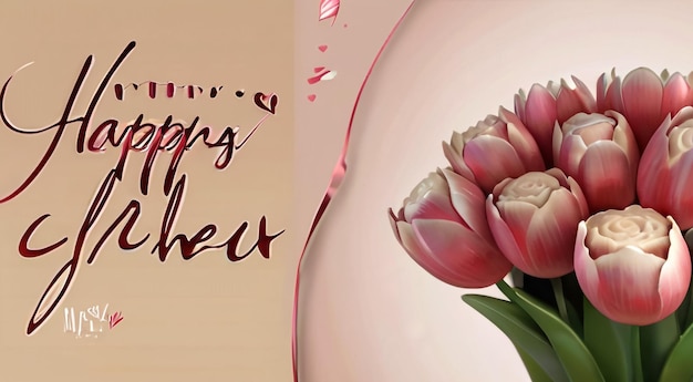 귀여운 꽃과 잎을 가진 축하 어머니의 날 카드 장식 터 일러스트레이션 디자인