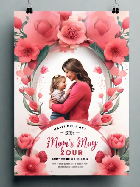 Happy Mother Day Vertical Poster Template Design