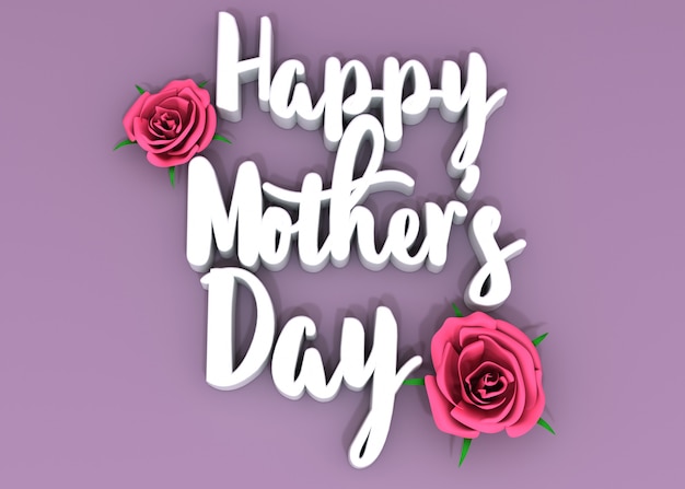 Happy Mother's Day 3d text over a pink floor and pink roses