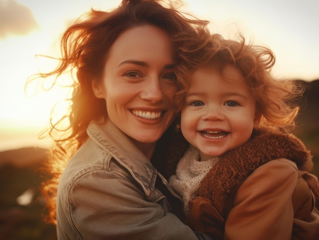 Happy Mother's Day Mather and daughter smiling happily Generative AI
