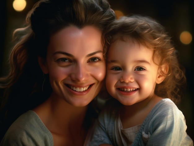 Happy Mother's Day Mather and daughter smiling happily Generative AI