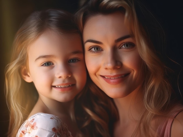 Happy Mother's Day Mather and daughter smiling happily Generative AI