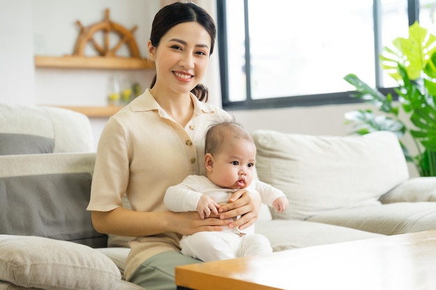 自宅で幸せな母と息子のイメージ