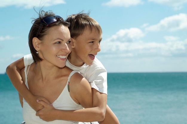 Happy mother and son