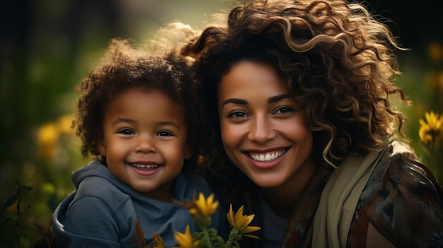 happy mother with son