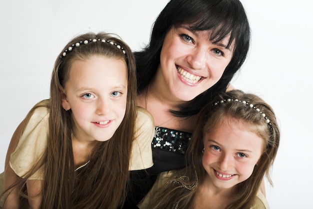 Happy mother with two daughters