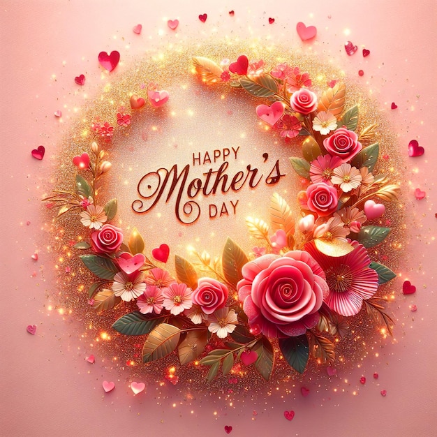 Happy Mothers Day Background Design With Flowers