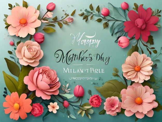 Happy Mothers Day background with flowers Vector illustration