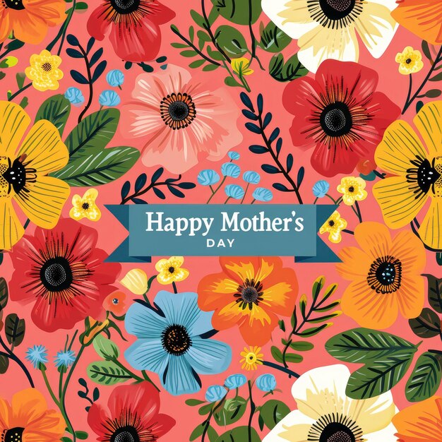 Happy mothers day card with Happy Mothers day sign happy mothers day pattern beautiful flowers