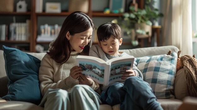 사진 행복한 어머니의 날 아이 딸은 엄마를 축하하고 그녀에게 꽃을 준다 립 엄마와 소녀는 미소 짓고 포옹 가족 휴일과 연합