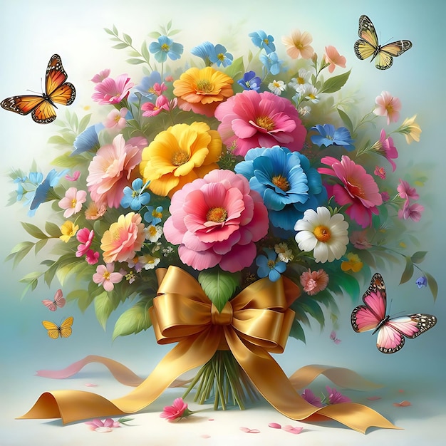母の日の祝い 花と蝶