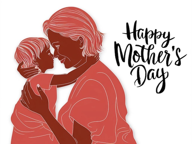 Photo happy mothers day greeting silhouette artwork a mother embracing her child with a tender expression