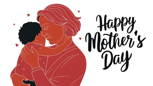 Happy Mothers Day greeting silhouette artwork a mother embracing her child with a tender expression