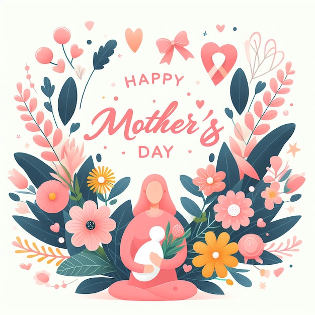 Photo happy mothers day greetings with flat background