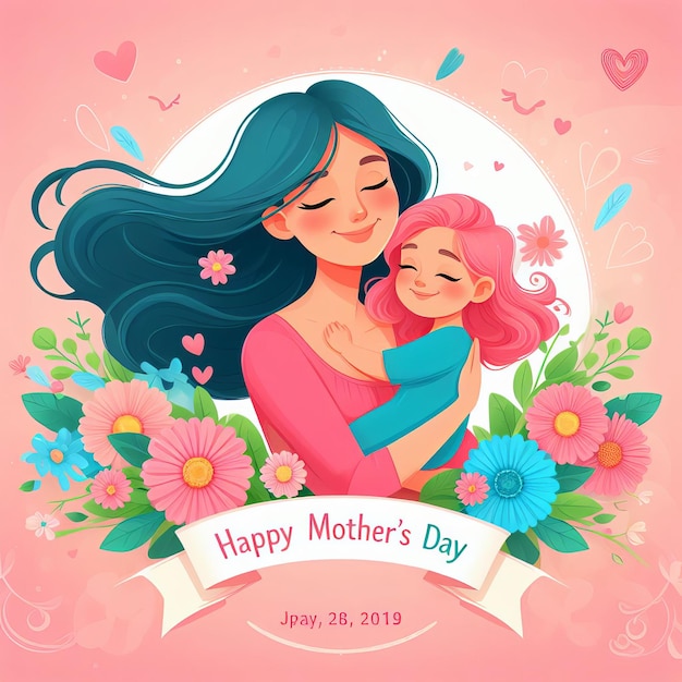 Foto happy mother's day illustration background social media design generative ai