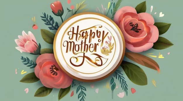 Happy Mothers Day lettering Mothers day greeting card
