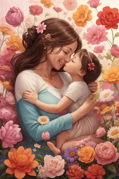 Счастливого дня матери. Любовь матери и ребенка.