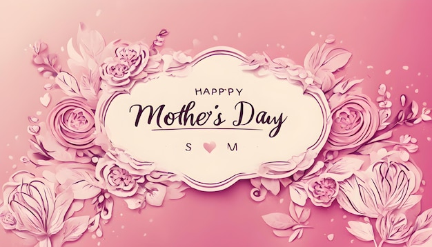 Photo a happy mothers day poster with flowers and a pink background with the words  happy mothers  on it