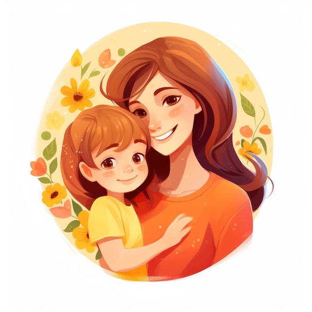 Фото Счастливого дня матери улыбающаяся мать с ребенком милый мультфильм