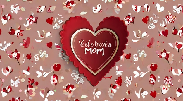 Happy Mothers Day wish design with Red Heart