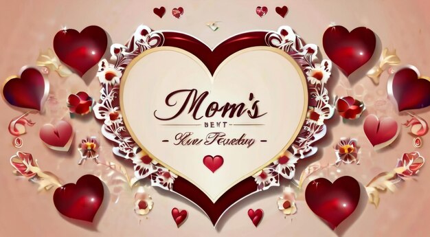 Happy Mothers Day wish design with Red Heart